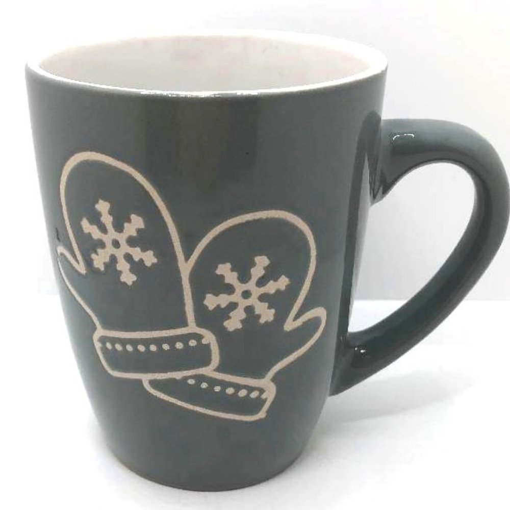 Gray Christmas Coffee Mug with Mittens